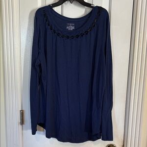 Lane Bryant Deep Blue Long Sleeve Top